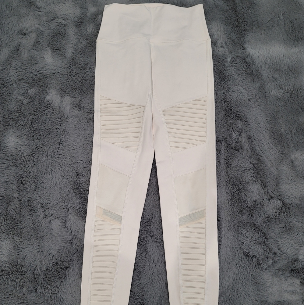 Alo yoga high waisted moto pristine ivory cream leggings small - Picture 8 of 10